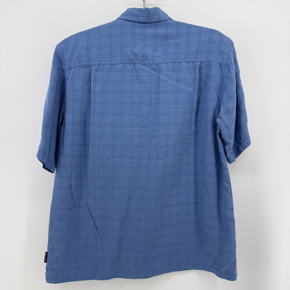 Royal Robbins Mens Blue Grid Textured Short Sleeve Button Down Shirt M Relaxed - Picture 9 of 12